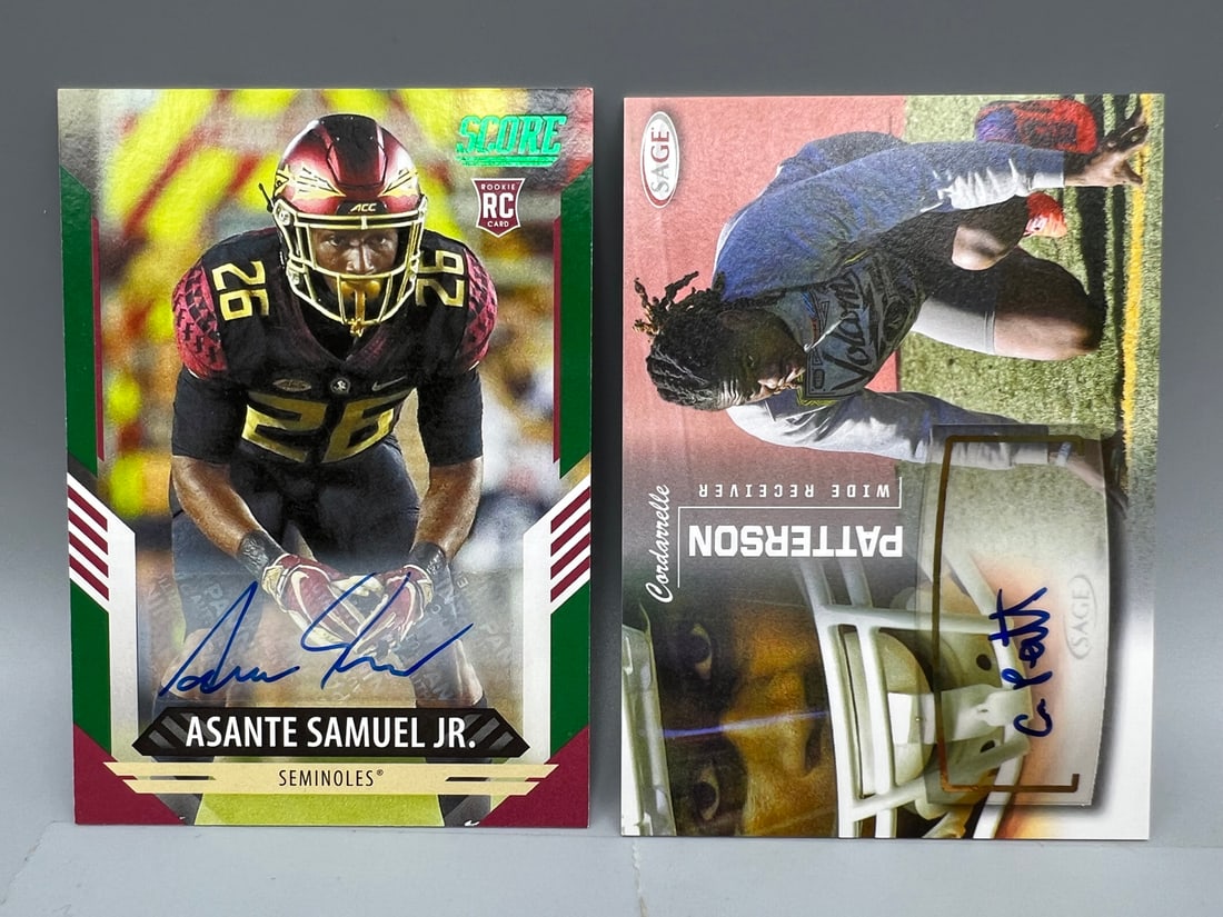 2021 Score Asante Samuel Jr. RC Auto & 2013 Sage Cordarrelle Patterson RC Auto (1 of 2)