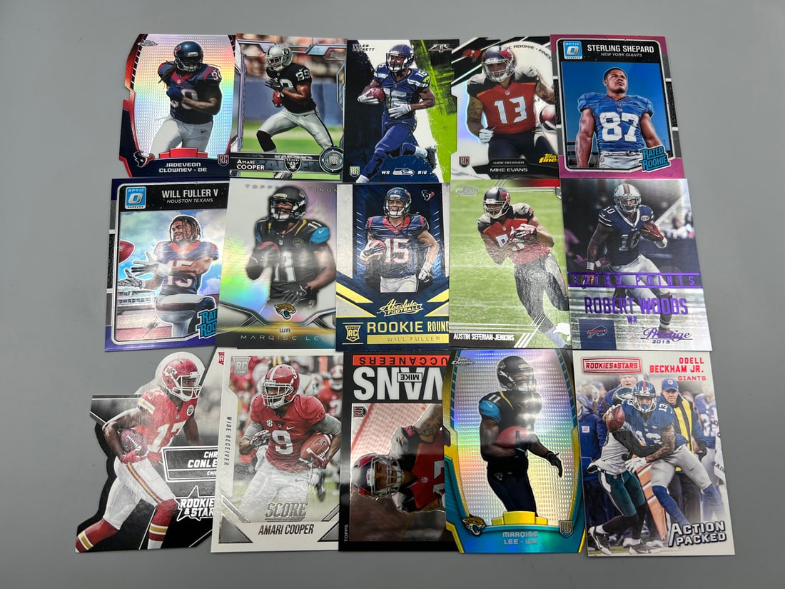 Lot of (15) Assorted Football Rookie Cards & Inserts - Varying Conditions - Odell Beckham Jr. Amari (1 of 5)