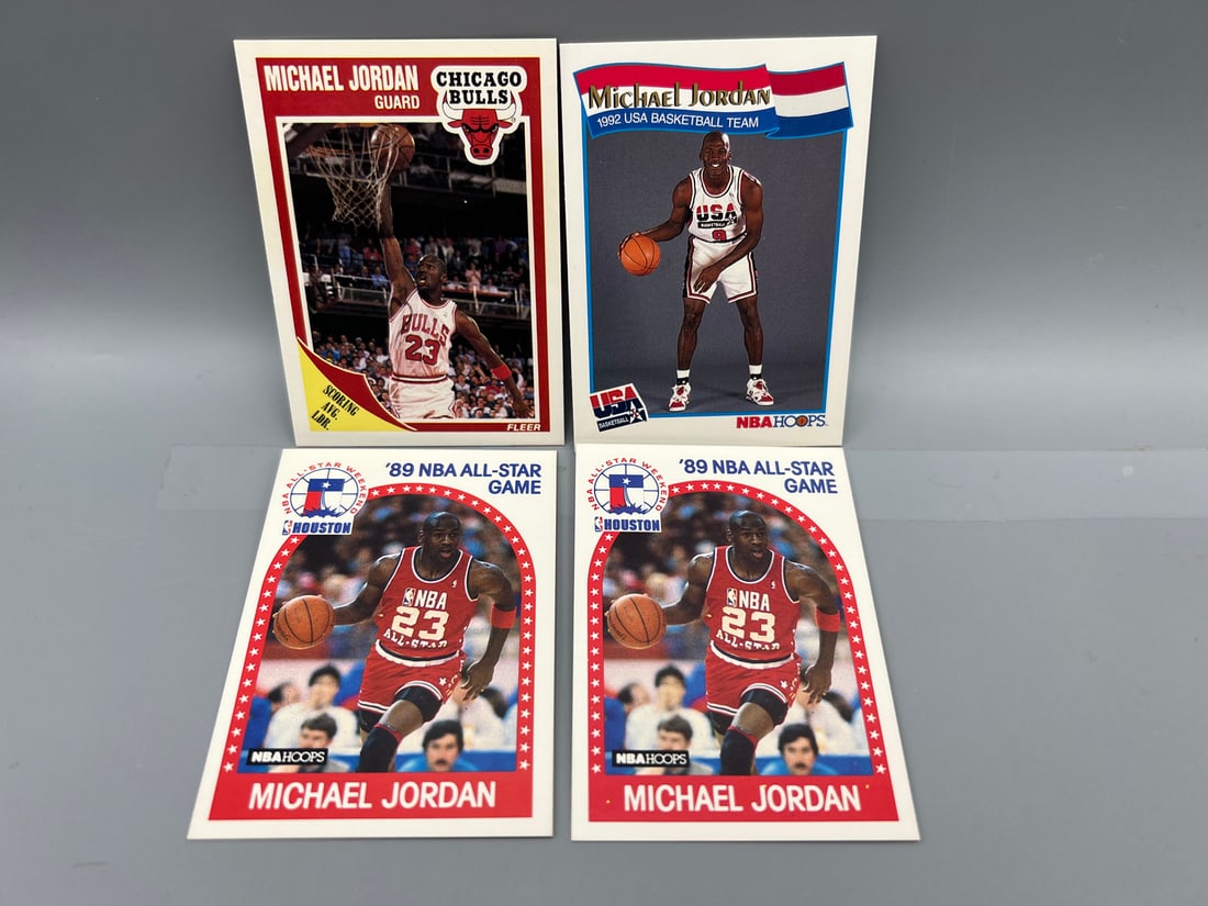 Lot of (4) Assorted Michael Jordan Basketball Cards - Varying Conditions: Lot of (4) Assorted Michael Jordan Basketball Cards - Varying Conditions