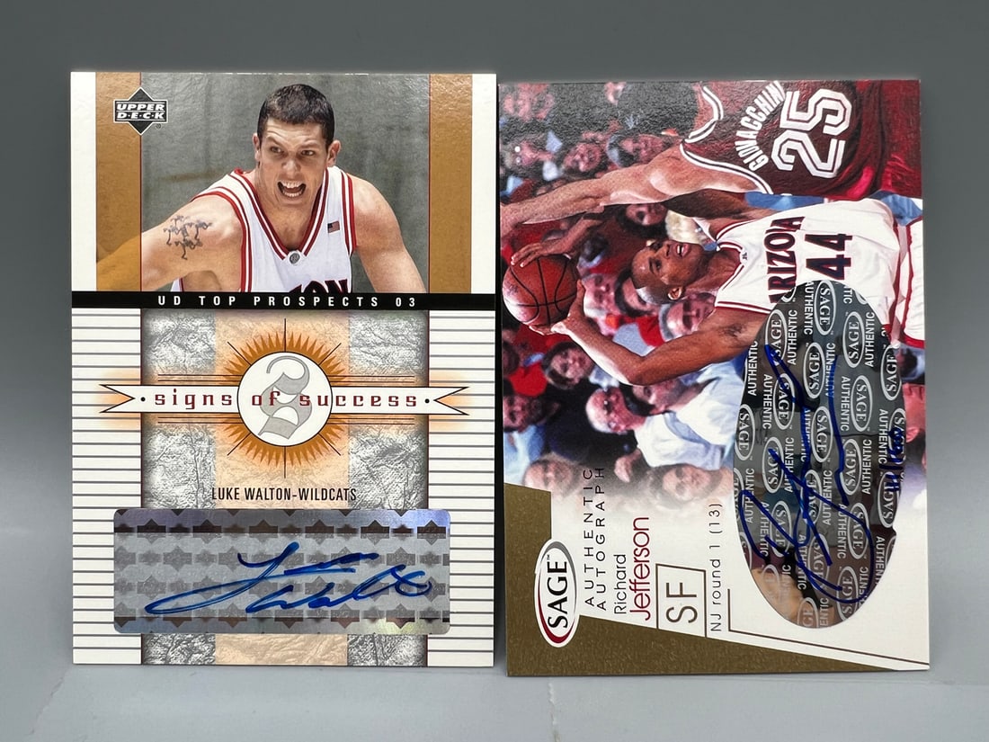 2003 Upper Deck Signs of Success Luke Walton Auto & 2001 Sage Richard Jefferson Auto #/160 (1 of 2)