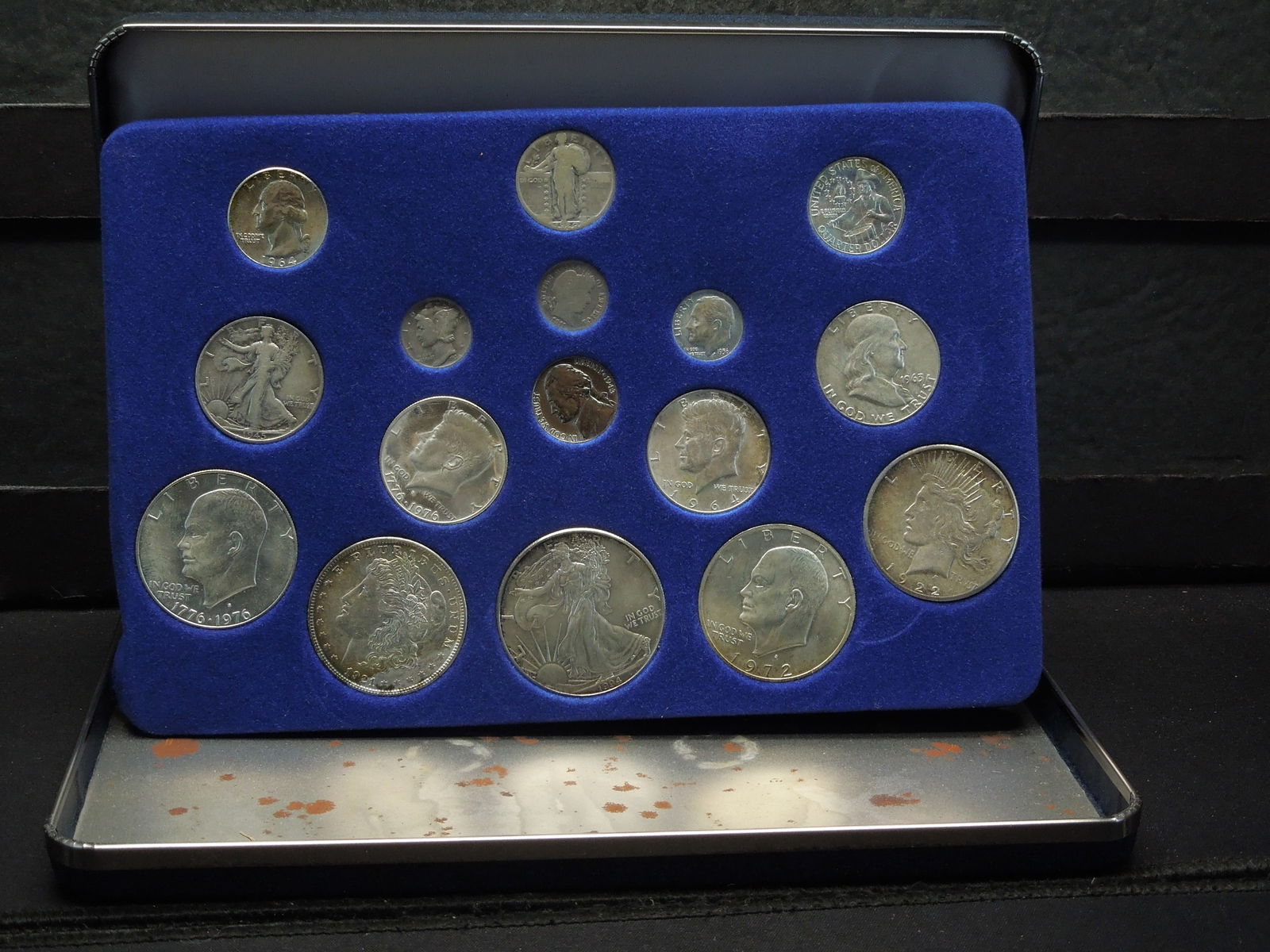 100 YRS OF US SILVER COINS INCLUDING ASE, 16 COINS FROM NICKEL TO ASE (1 of 7)