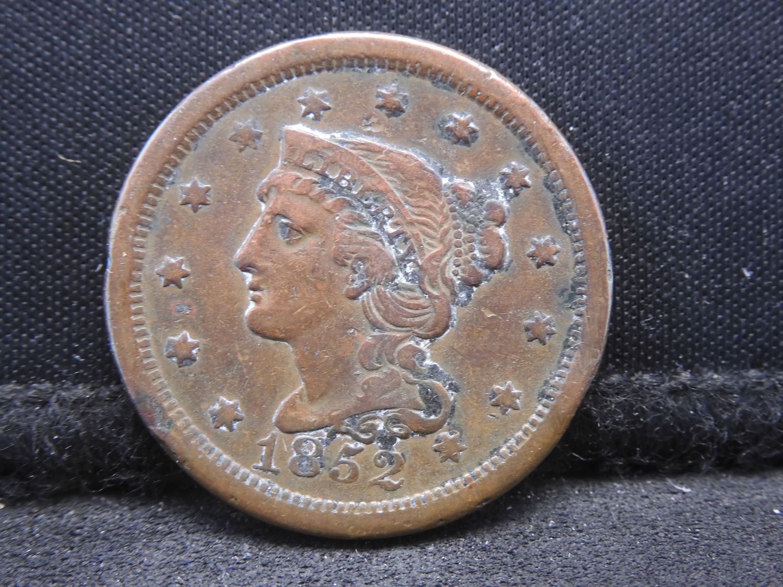 1852 Braided Hair Large Cent - Tough Type (1 of 2)