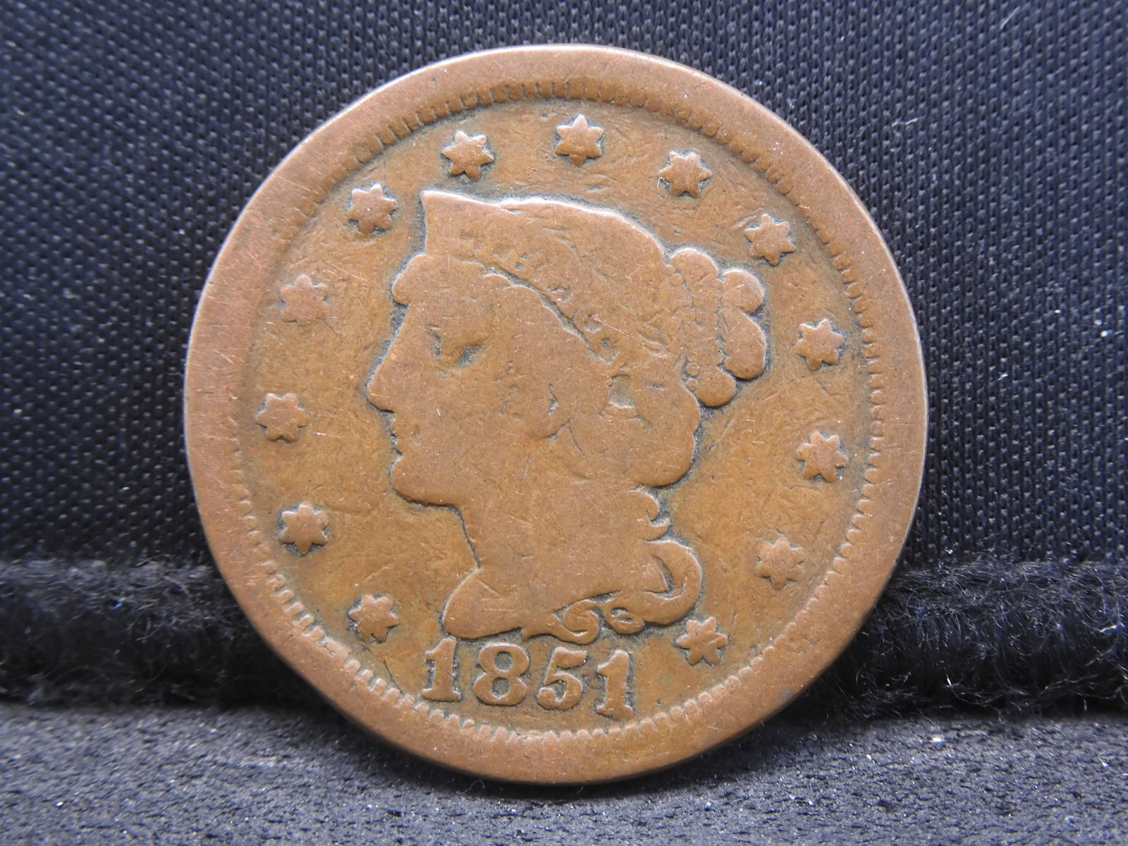 1851 Braided Hair Large Cent - VG/FINE (1 of 2)