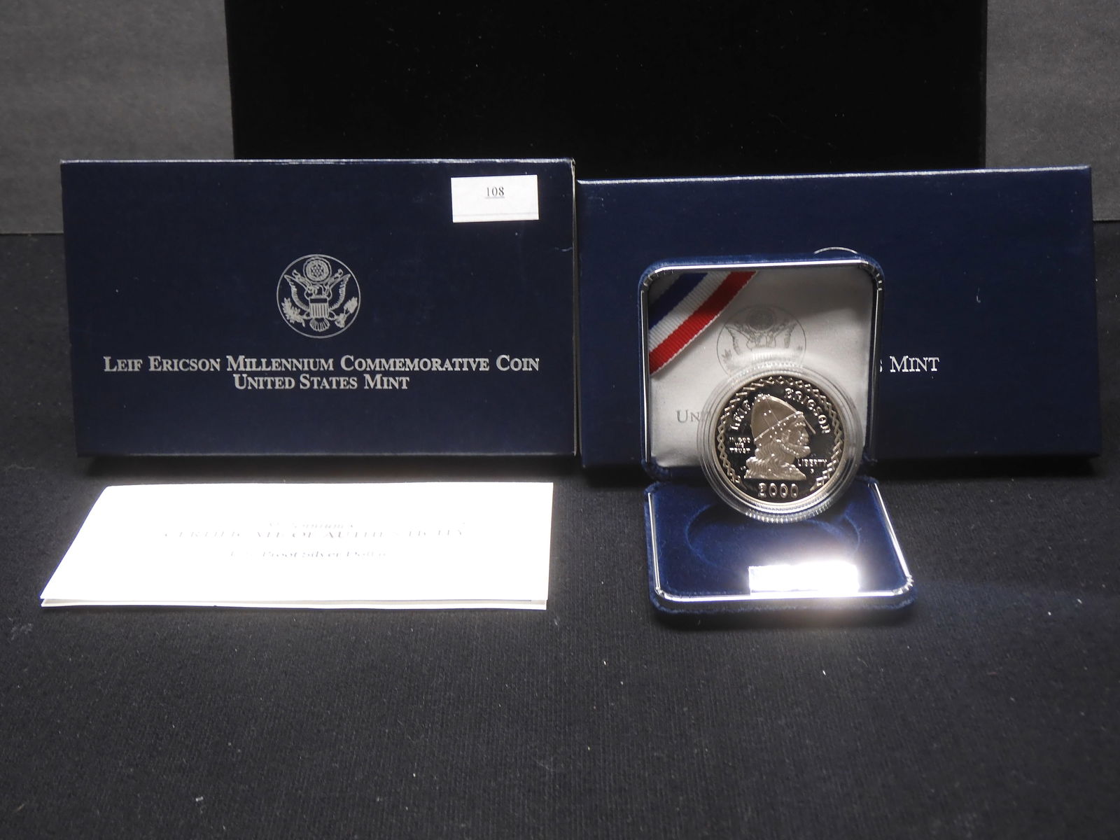 2000-P Leif Ericson Millennium Proof Silver Dollar OGP (1 of 4)