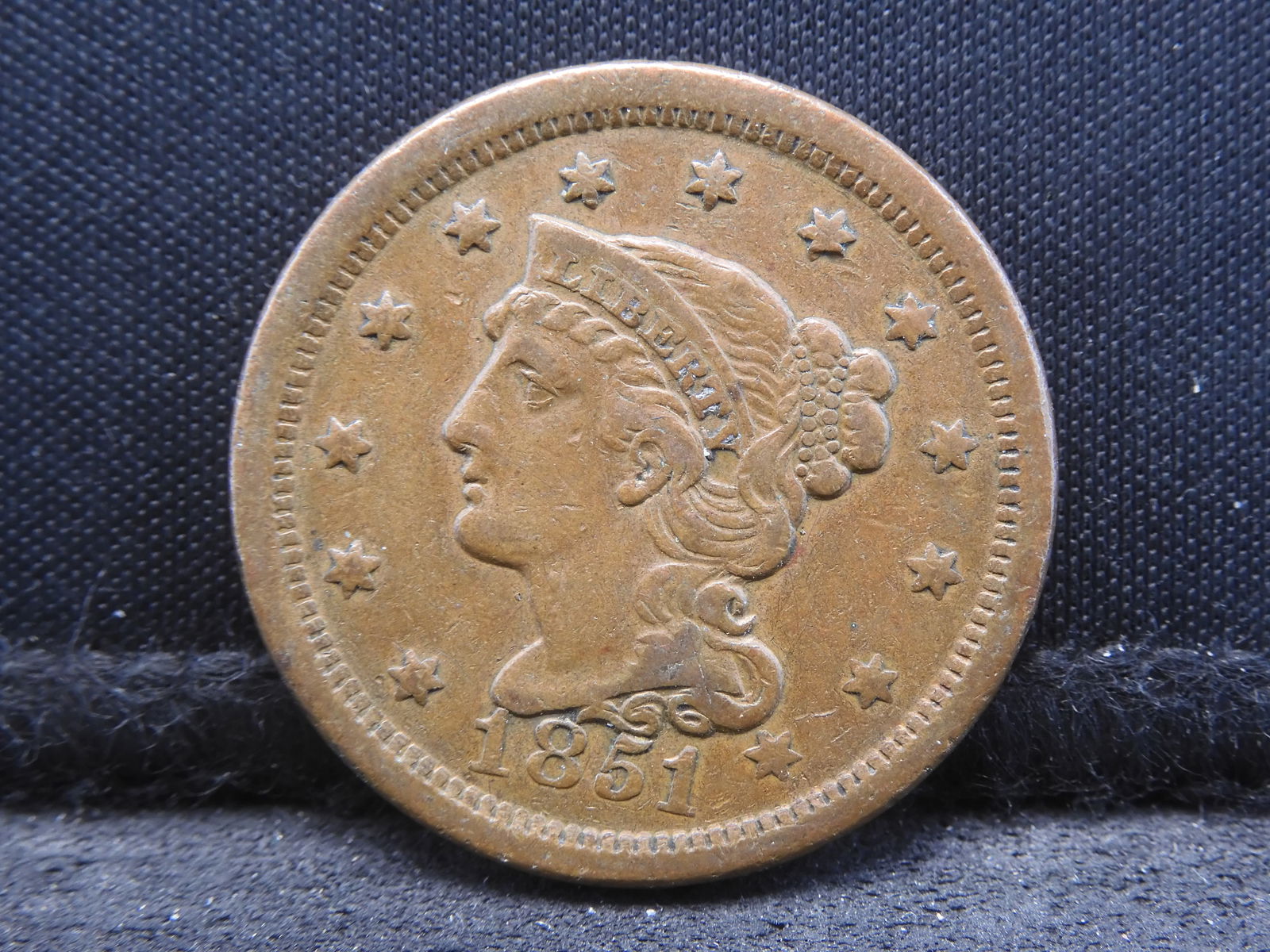 1851 Braided Hair Large Cent - XF (1 of 2)