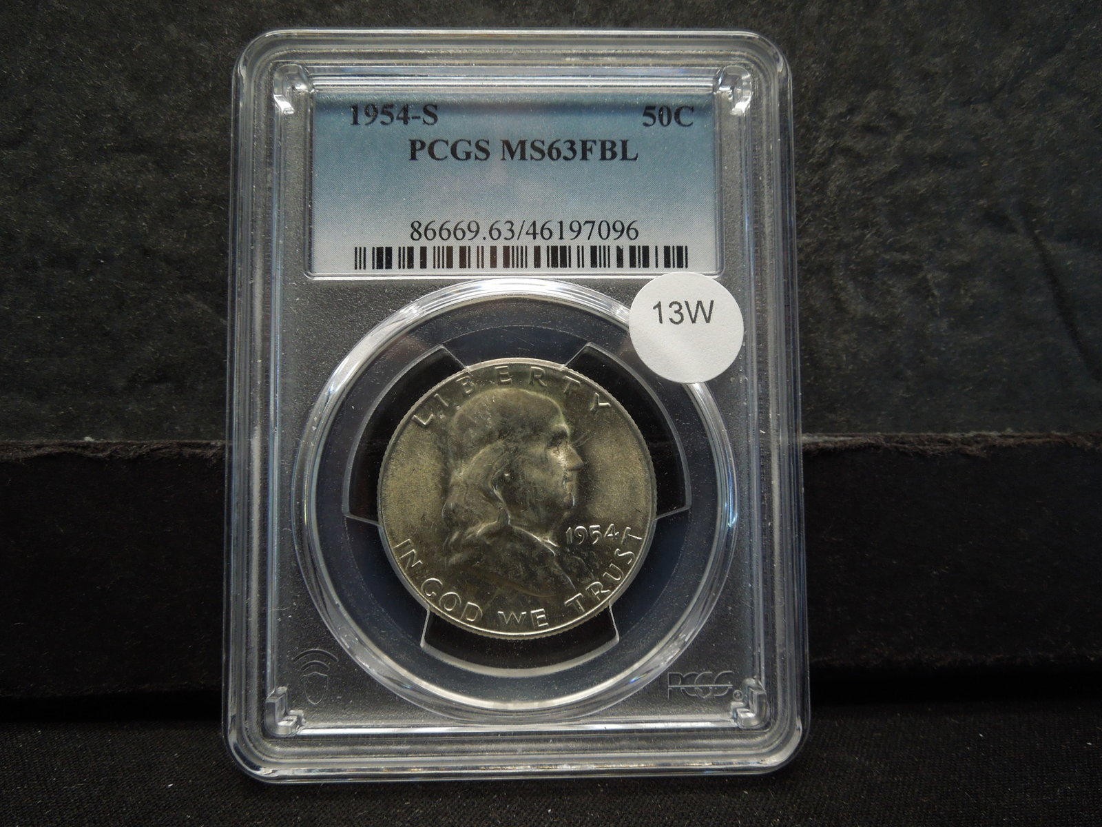 1954-S Franklin Half Dollar MS63FBL PCGS: 1954-S Franklin Half Dollar MS63FBL PCGS