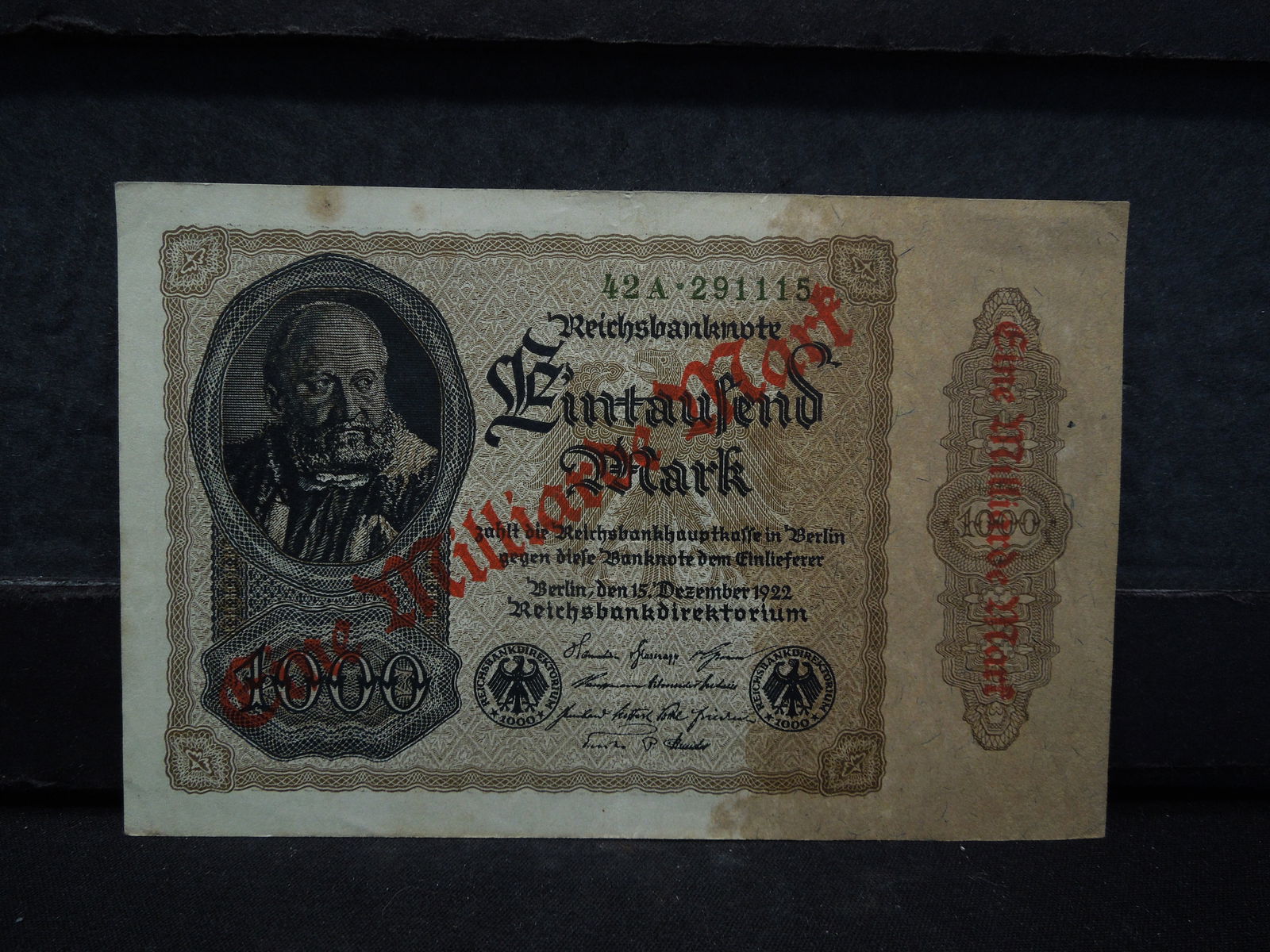 1922 - 1 Million Mark Reichsbanknote (1 of 3)