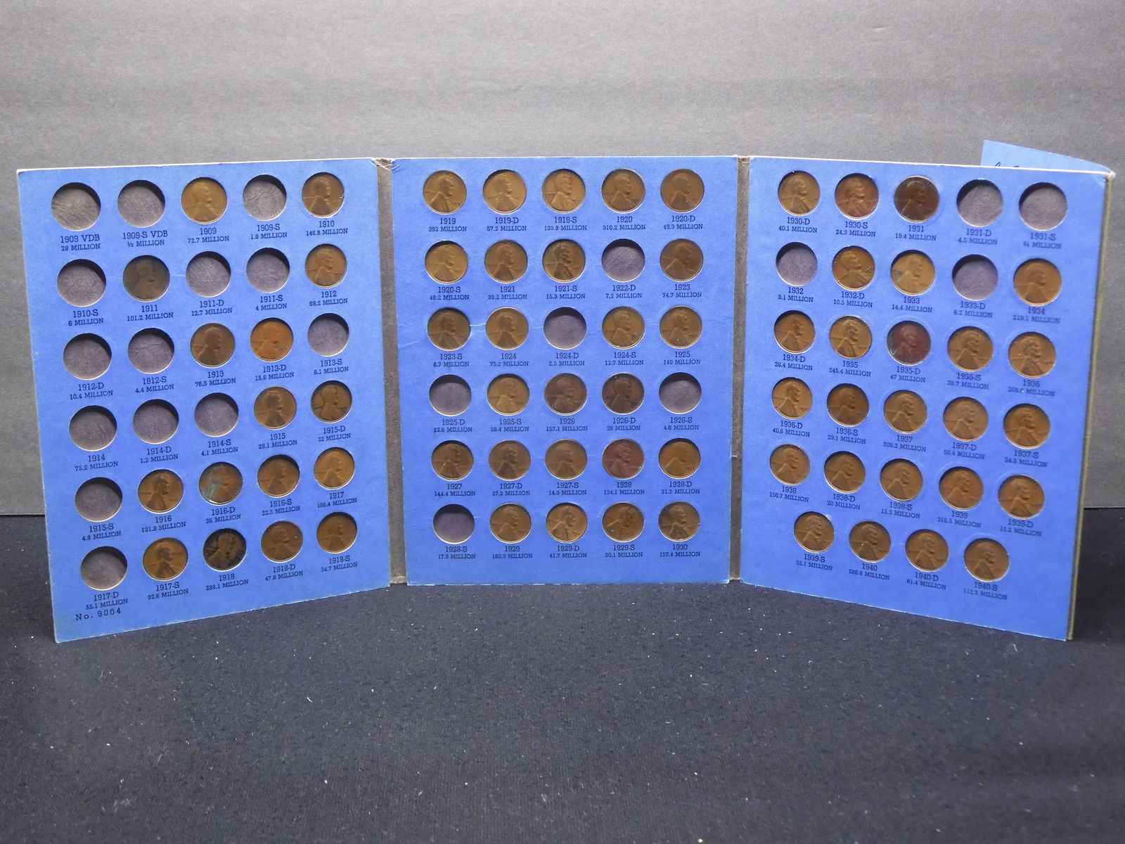 1909-1940 Lincoln Head Wheat Cents 66-Coin Starter Set In Whitman Punch-In Folder.  Includes: 09 13D (1 of 8)