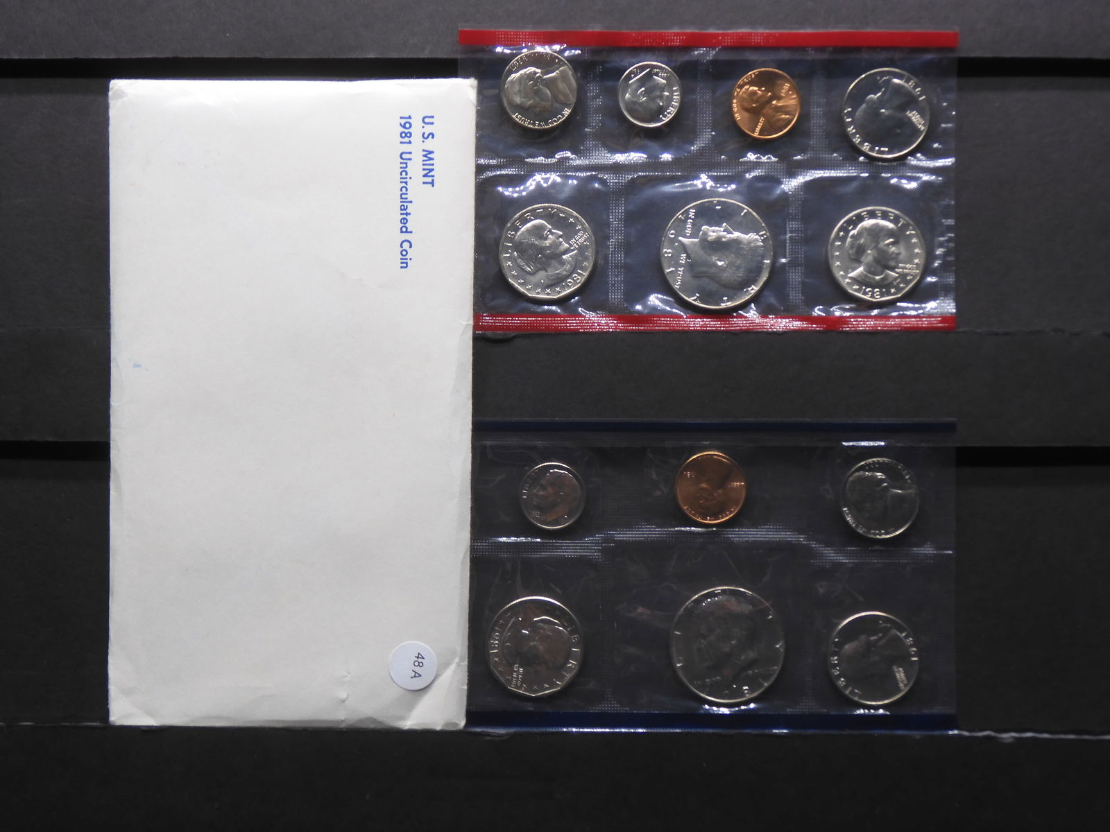 13 coin 1981 P/D/S US Mint Set:  GEM BU in original mint package.  Tough three Susan B. Anthony $1s. (1 of 5)
