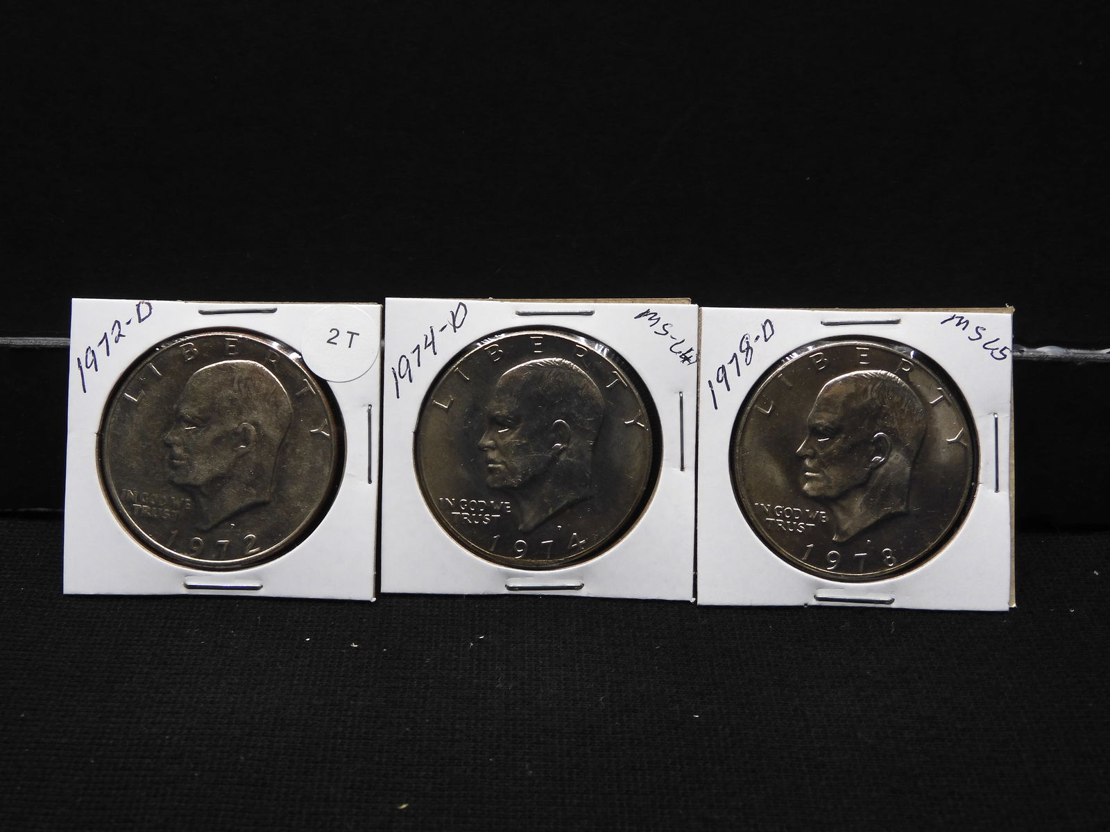 (3) Eisenhower Dollars  1972-D, 1974-D, 1978-D (1 of 3)