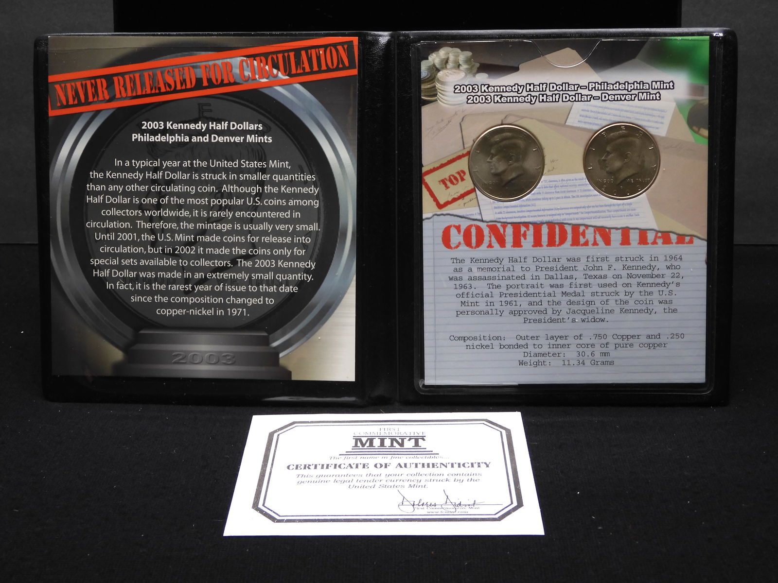 2003-P&D Kennedy Half Dollars w/ History in Folder (1 of 5)