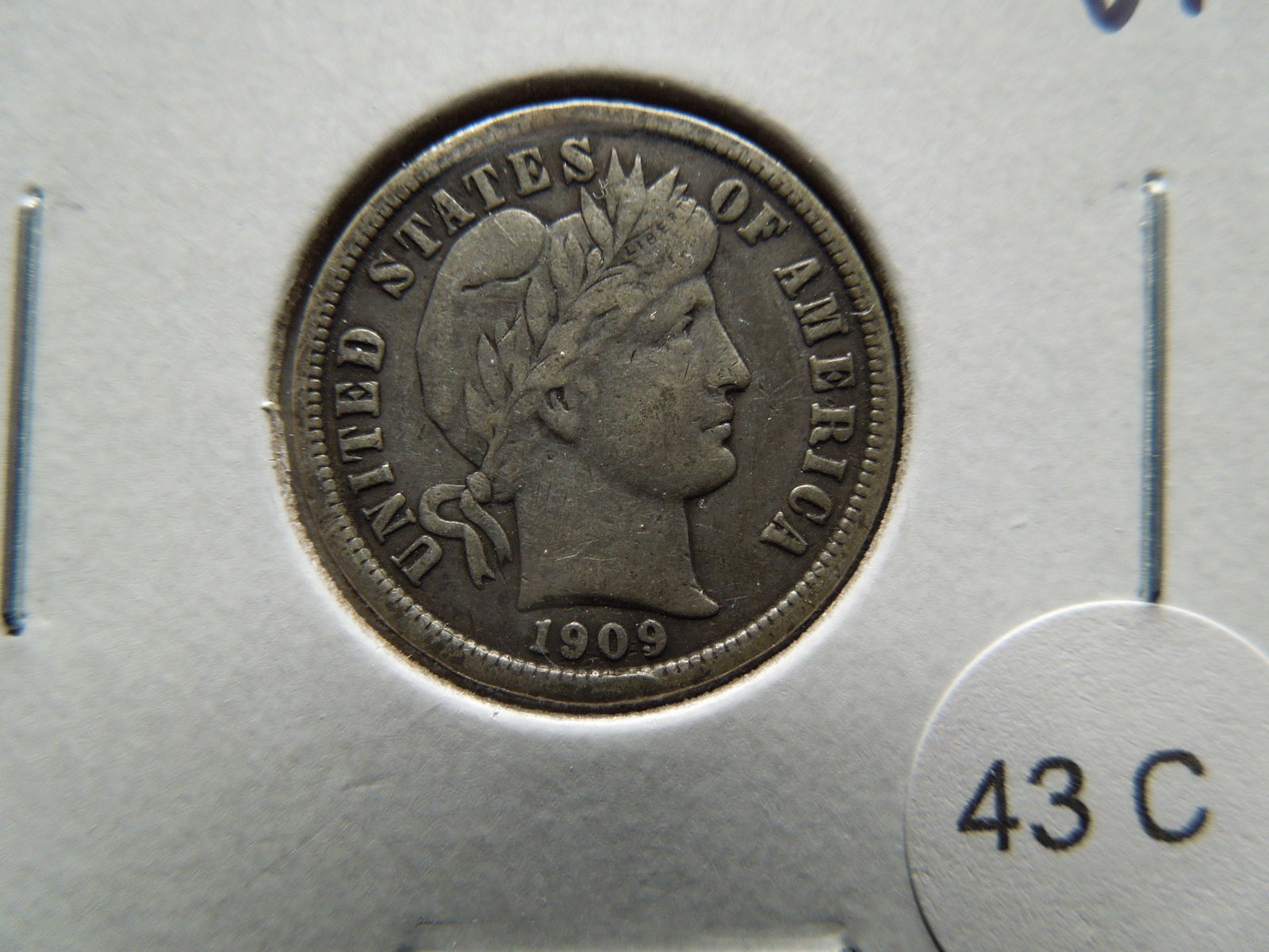 1909 Barber Dime. VF. (1 of 3)