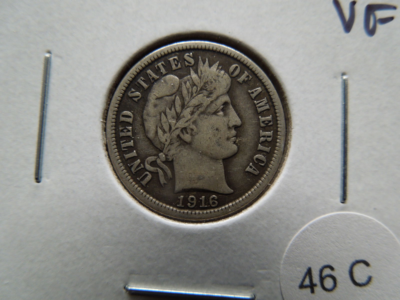 1916 Barber Dime. VF. (1 of 3)