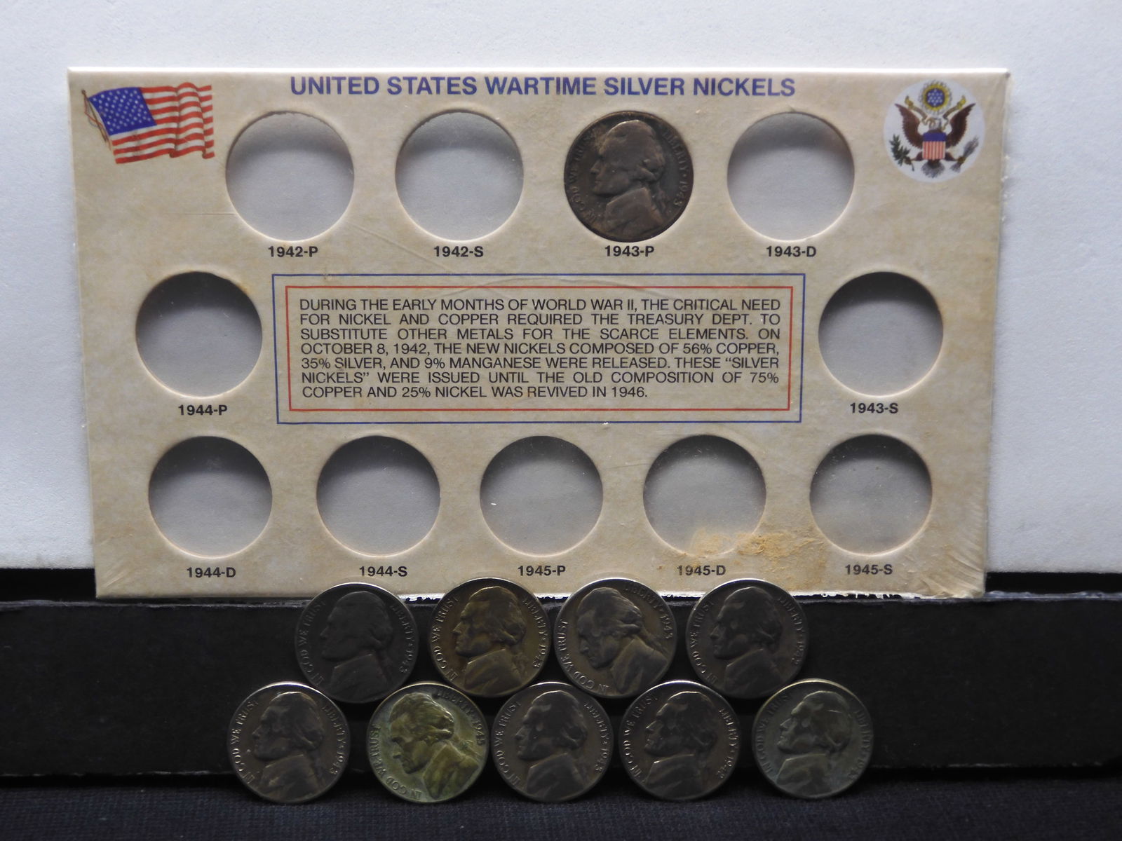 US Wartime Silver Nickels  (10) Coins (1 of 4)