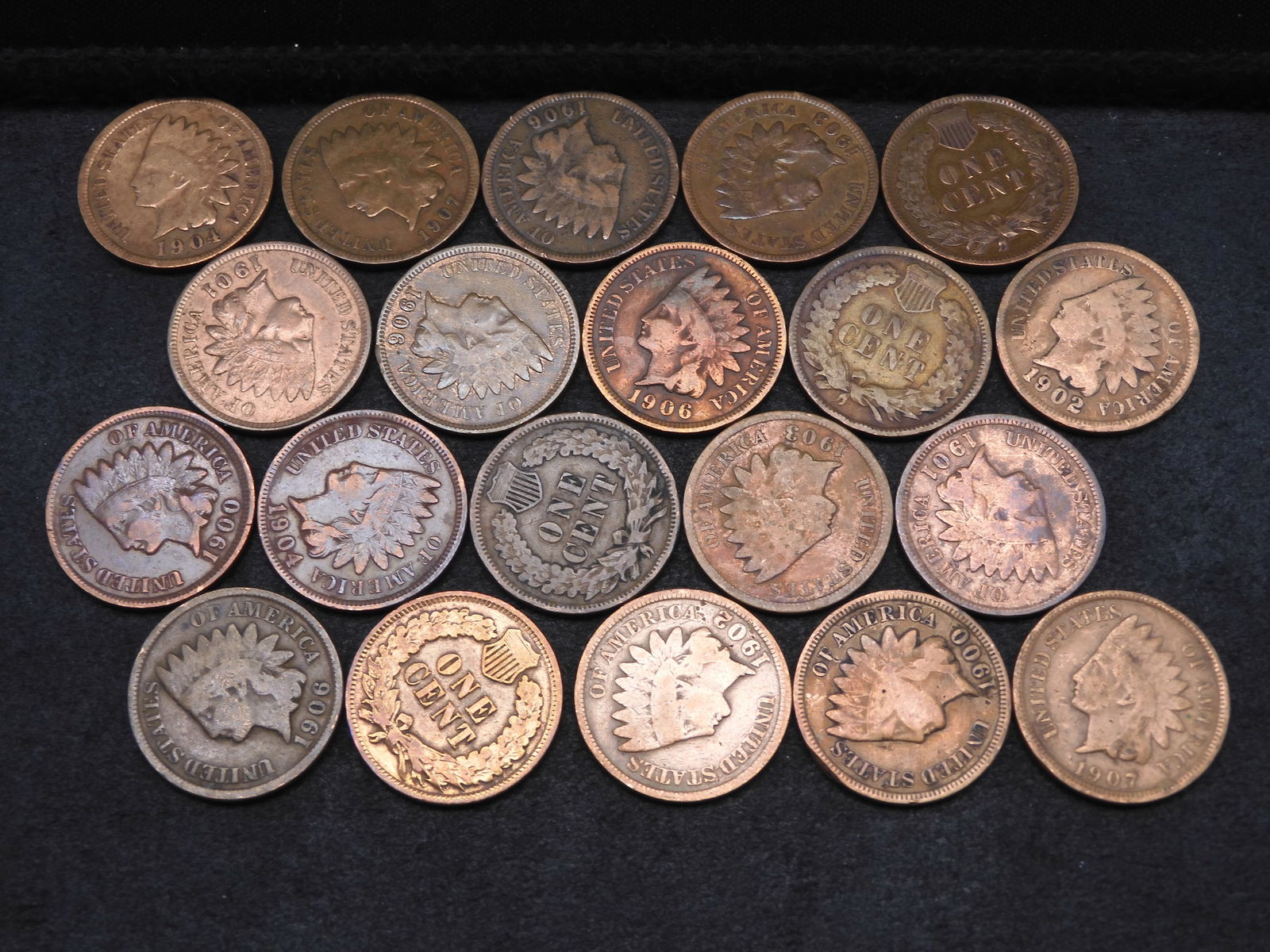 Grab Bag of (20) Indian Head Cents (1 of 3)
