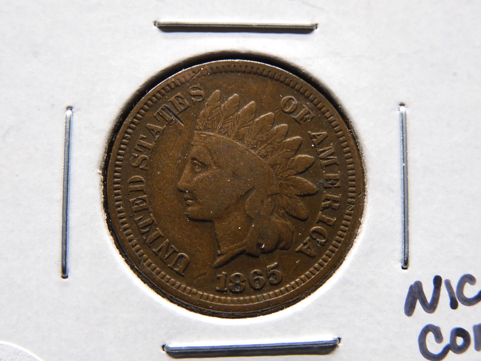 1865 Indian Head Cent. Better Date and Grade, Civil war Year (1 of 3)