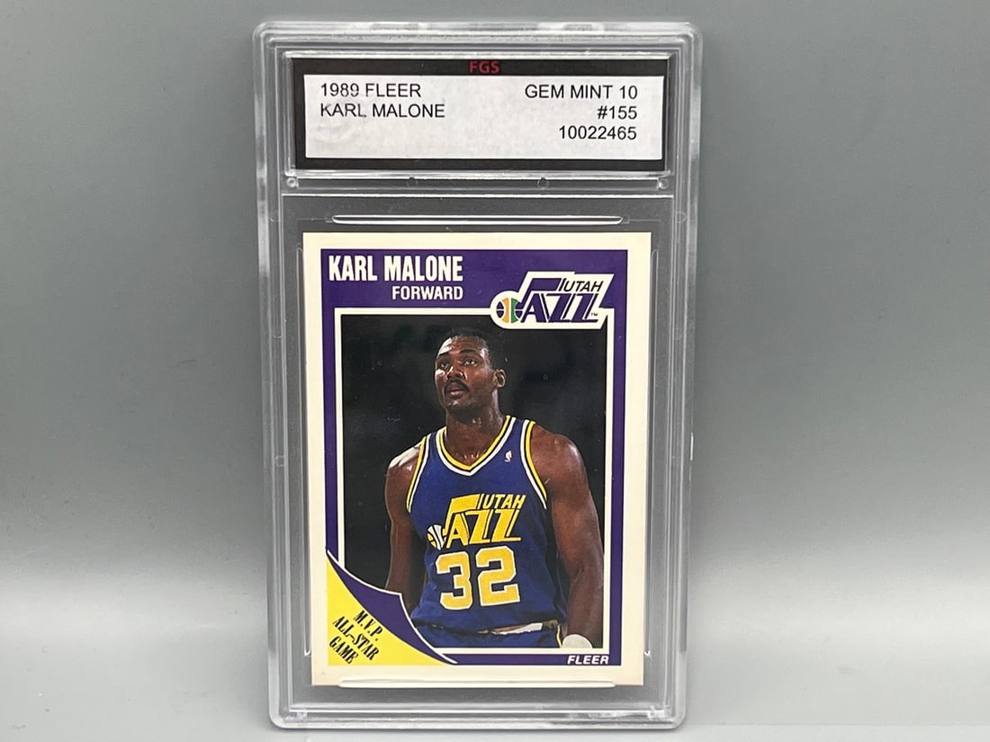 1989 Fleer Karl Malone #155 FGS 10 - Slab Has A Crack (1 of 3)