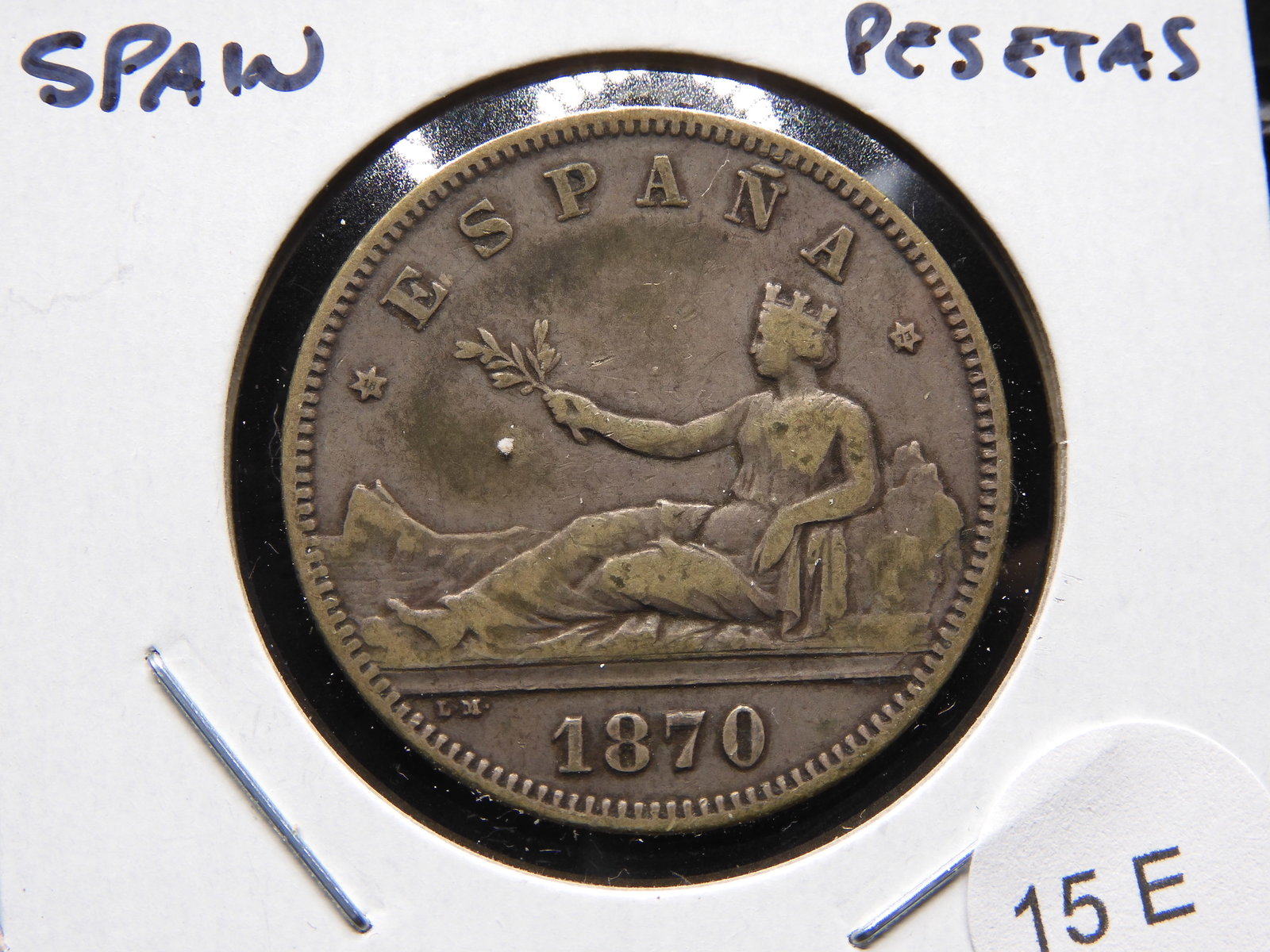 1870 Spain Silver 2 Pesetas. (1 of 3)