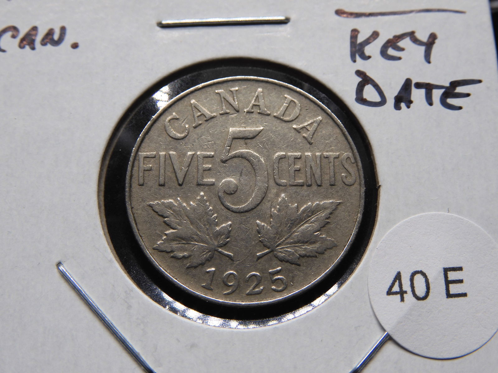 1925 Canada 5c. Key Date. VF. (1 of 3)
