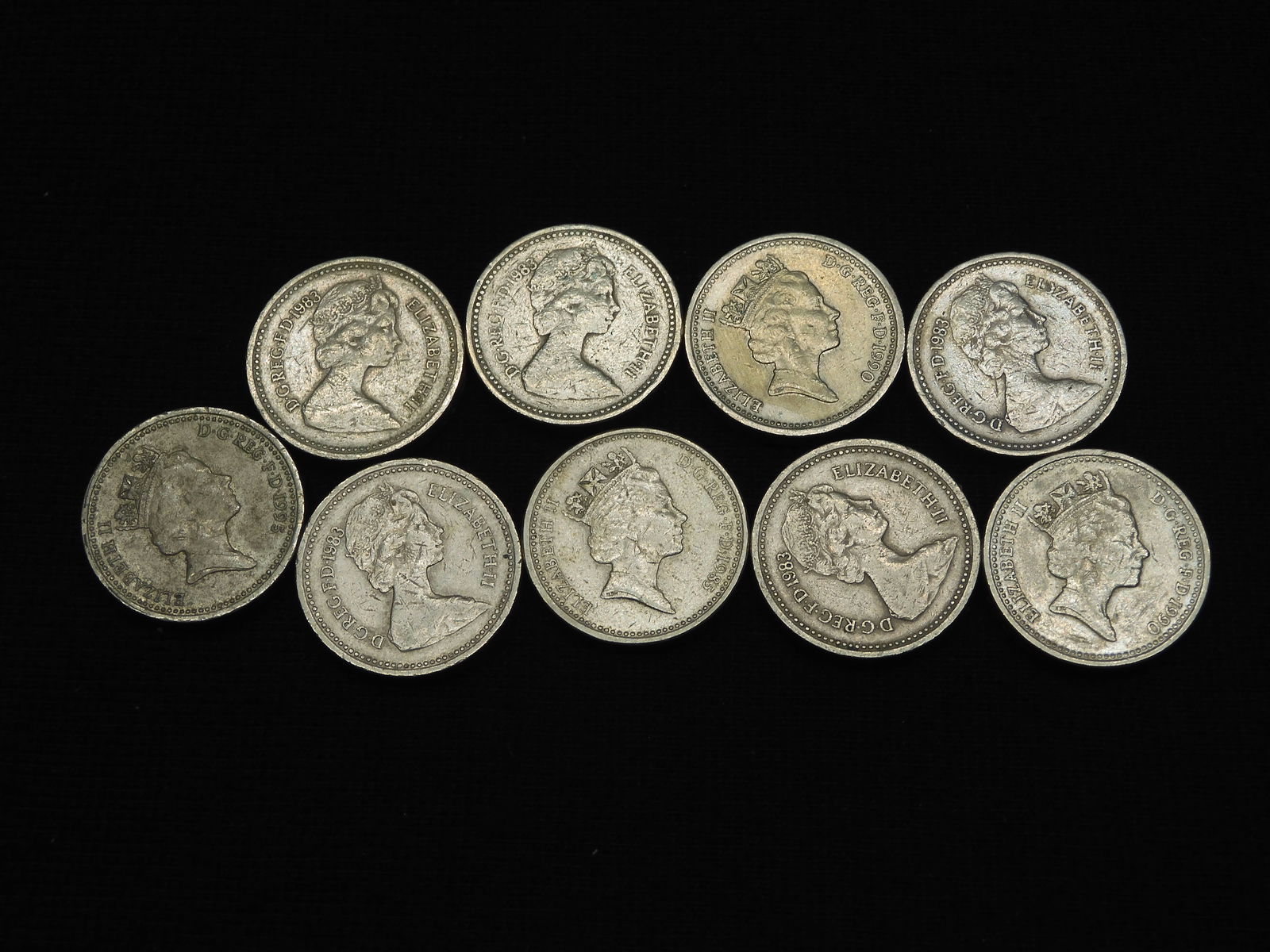 Nine British pounds.  Circulated. (1 of 2)