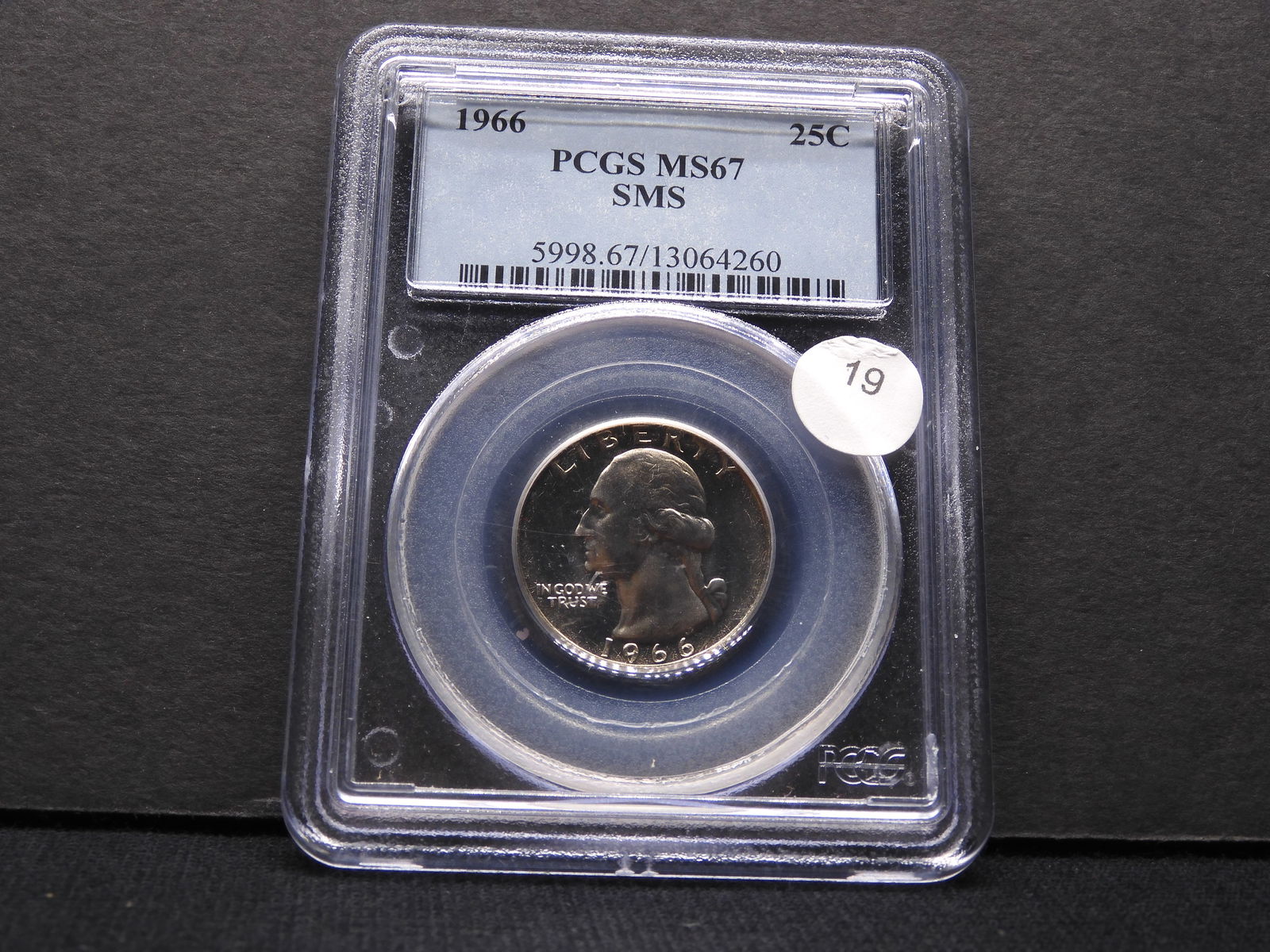 1966 Washington Quarter.  Slabbed by PCGS (Top Grader) as MS 67, SMS. (1 of 4)