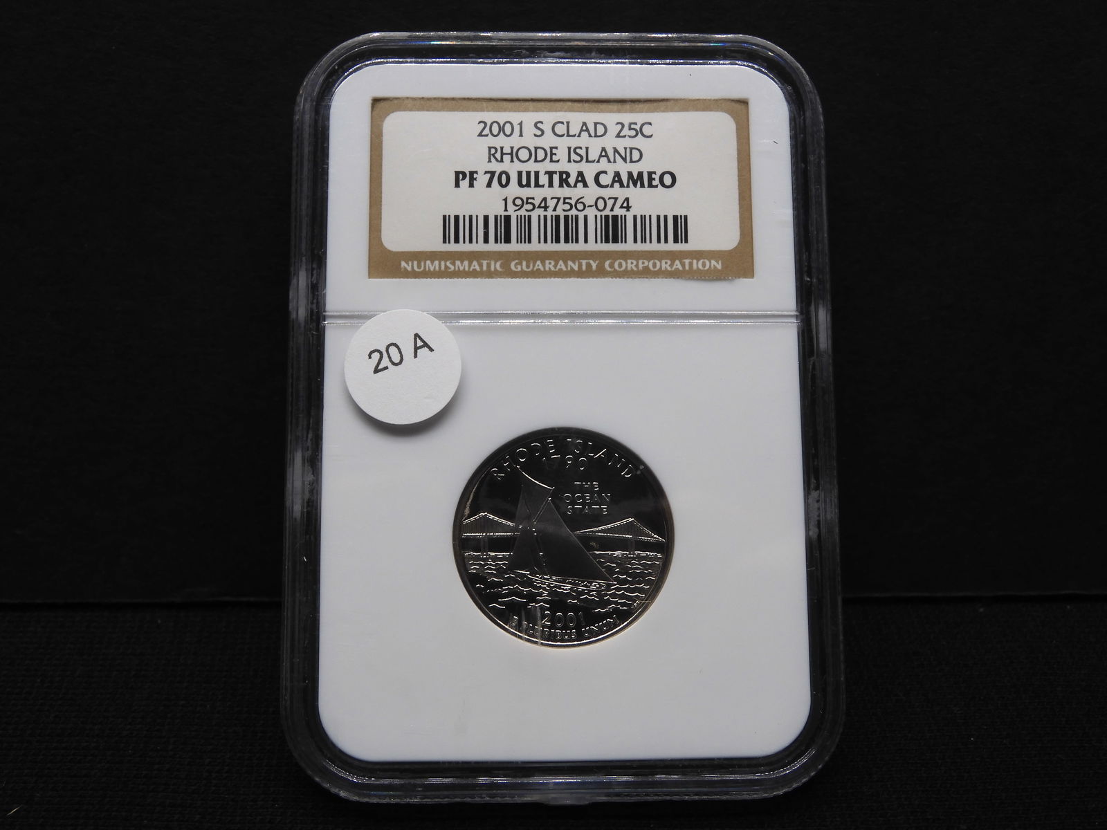 2001-S Rhode Island state quarter.   Slabbed by NGC (Top Tier Grader) as PR 70, Ultra Cameo.  In (1 of 4)
