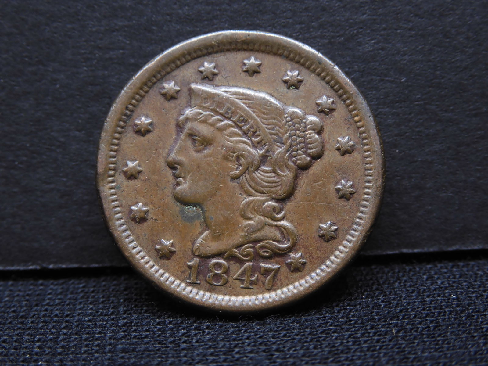 1847 US Large Cent.  Nice XF. (1 of 3)