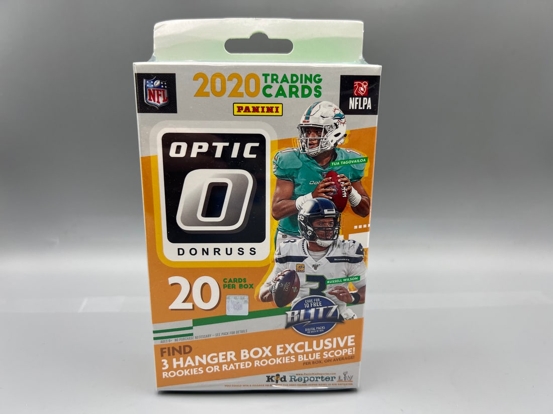 2020 Panini Donruss Optic Football Unopened Hanger Box - Possible Joe Burrow, Justin Herbert, Jalen: 2020 Panini Donruss Optic Football Unopened Hanger Box - Possible Joe Burrow, Justin Herbert, Jalen Hurts & Tua Tagovailoa RCs