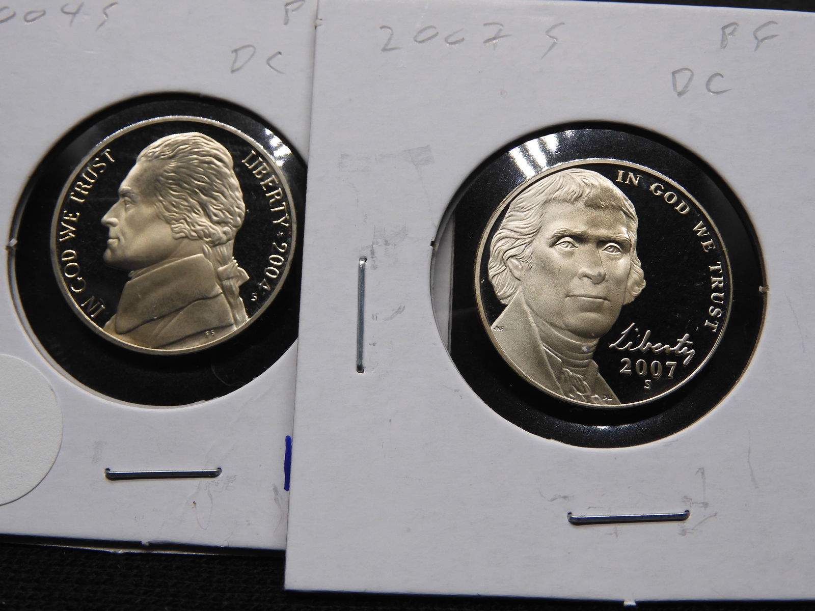 2004-S & 2007-S Jefferson Nickel Proof, deep cameo (1 of 3)