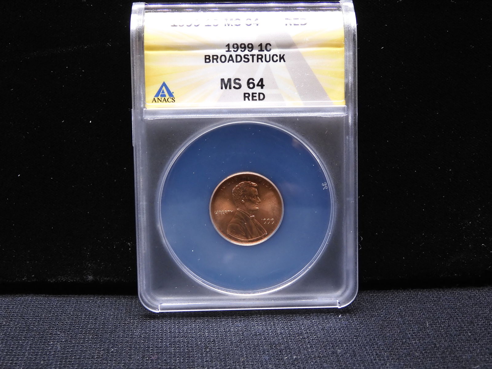 MINT ERROR - 1999 Lincoln Cent - Broad struck - ANACS MS64 Red (1 of 4)