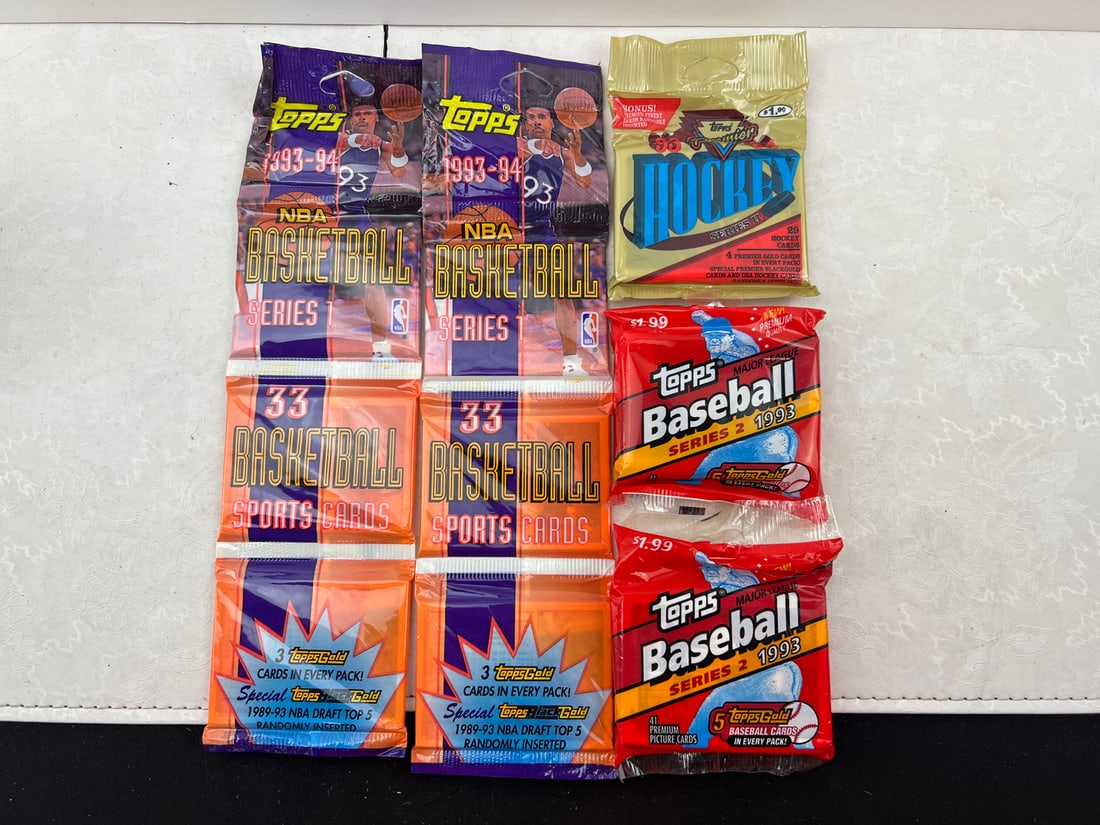 Lot of (5) Assorted 1990's Basketball, Baseball, & Hockey Unopened Packs (1 of 2)