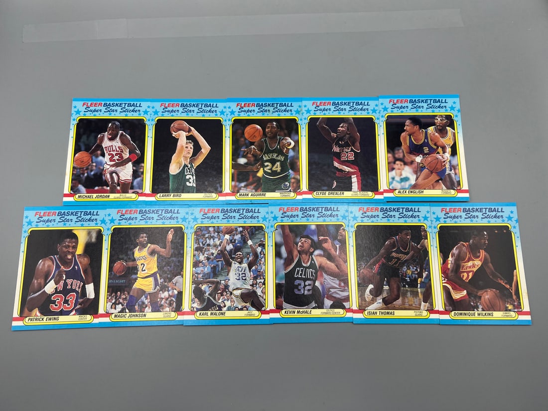 1988 Fleer Basketball Complete 12 Card Sticker Set W/ Michael Jordan #7 (1 of 4)