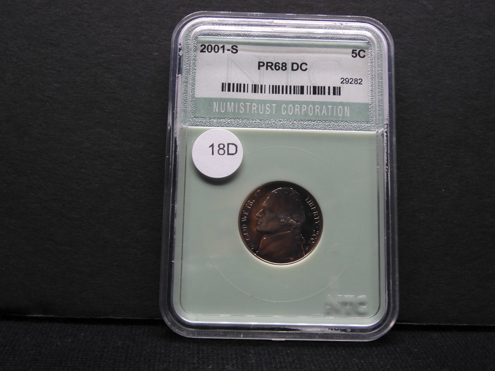 2001-S Jefferson Nickel NTC PR68 DC: 2001-S Jefferson Nickel NTC PR68 DC