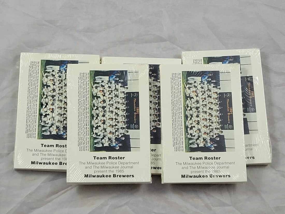 Lot of (5) 1985 Milwaukee Journal / Police Sealed Brewers Team Sets: Lot of (5) 1985 Milwaukee Journal / Police Sealed Brewers Team Sets