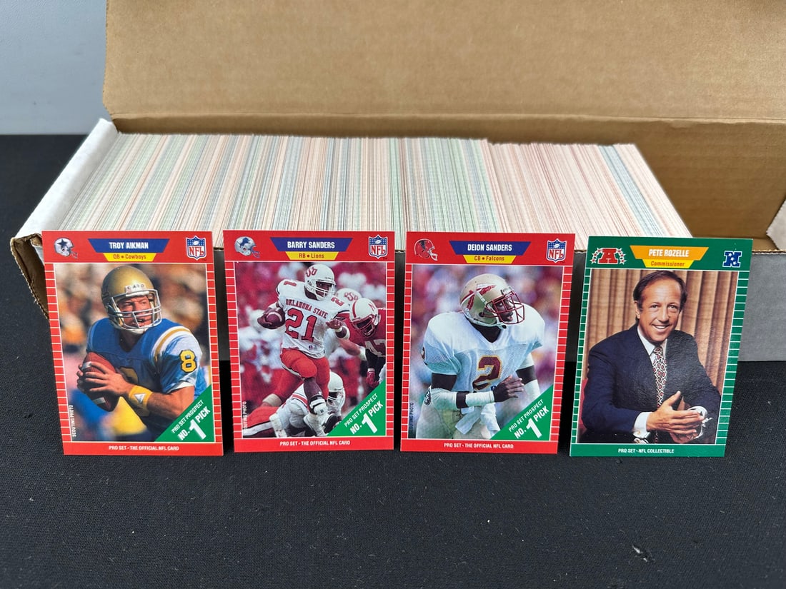 1989 Pro Set Football Complete Set - RCs of Barry Sanders, Troy Aikman, Deion Sanders - Includes (1 of 7)