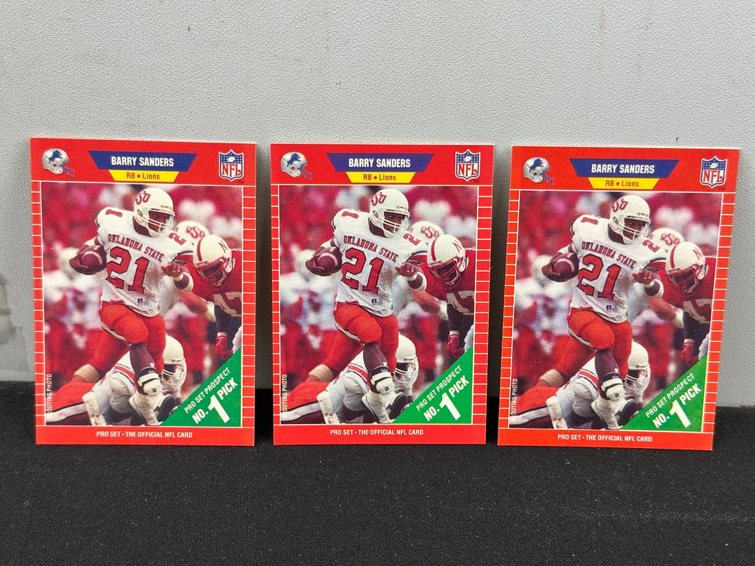 1989 Pro Set Barry Sanders Rookie Lot of 3: 1989 Pro Set Barry Sanders Rookie Lot of 3
