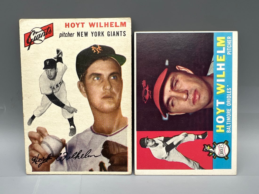 (2) Hoyt Wilhelm Cards - 1954 Topps #36 & 1960 Topps #395 (1 of 2)