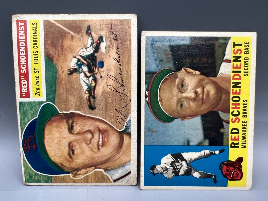 (2) Red Schoendienst Cards - 1956 Topps #165 & 1960 Topps #335 (1 of 2)