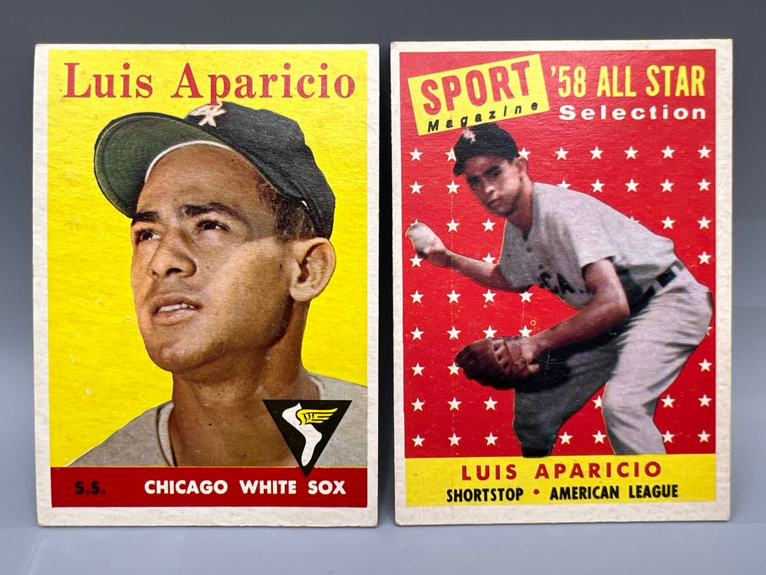 Lot of 2 - 1958 Topps Luis Aparicio #85 and Luis Aparicio All Star #483 (1 of 2)
