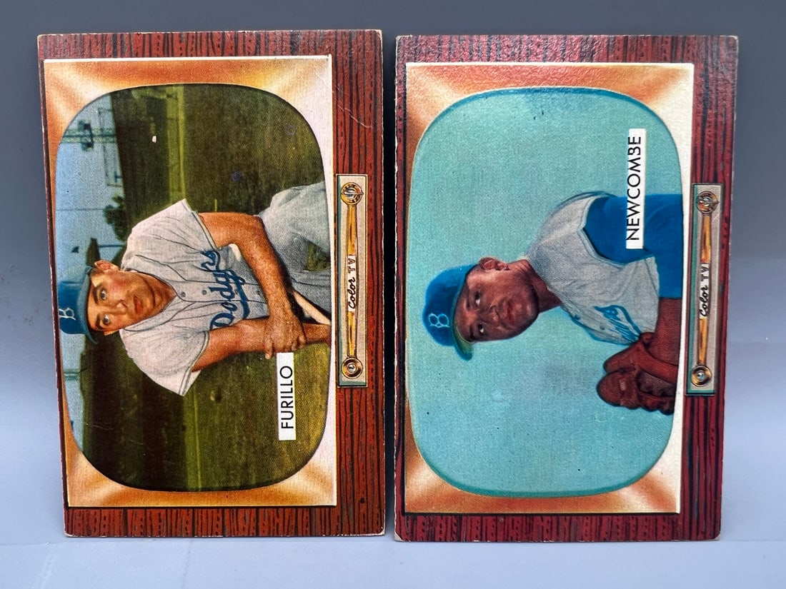 (2) Dodgers - 1955 Bowman / #143 Newcombe & #169 Furillo: (2) Dodgers - 1955 Bowman / #143 Newcombe & #169 Furillo