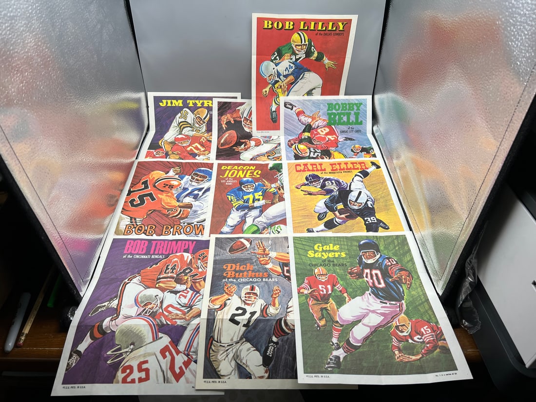 Lot of 10 - 1970 Topps Football Posters with HOF's - Varying Conditions (1 of 3)