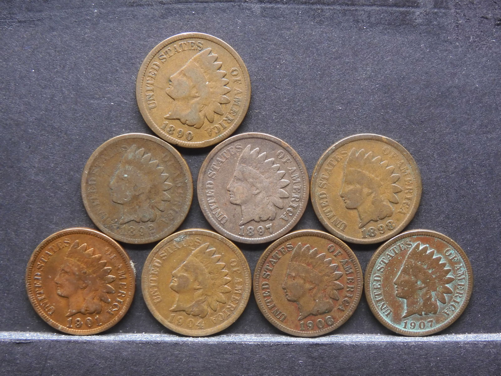 1890, 92,97,98 1901,04,06,07 Indian Head Pennies (8 Coins (1 of 2)