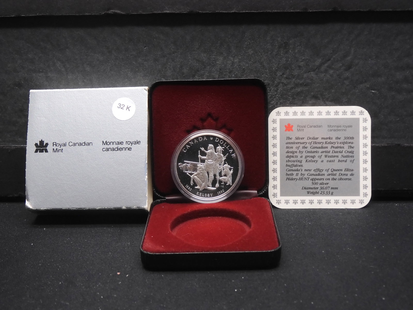 1990 Canadian Silver Dollar Commemorating the 300th Anniversary of Henry Kelsey's Exploration of the: 1990 Canadian Silver Dollar Commemorating the 300th Anniversary of Henry Kelsey's Exploration of the Canadian Prairies 50% Silver