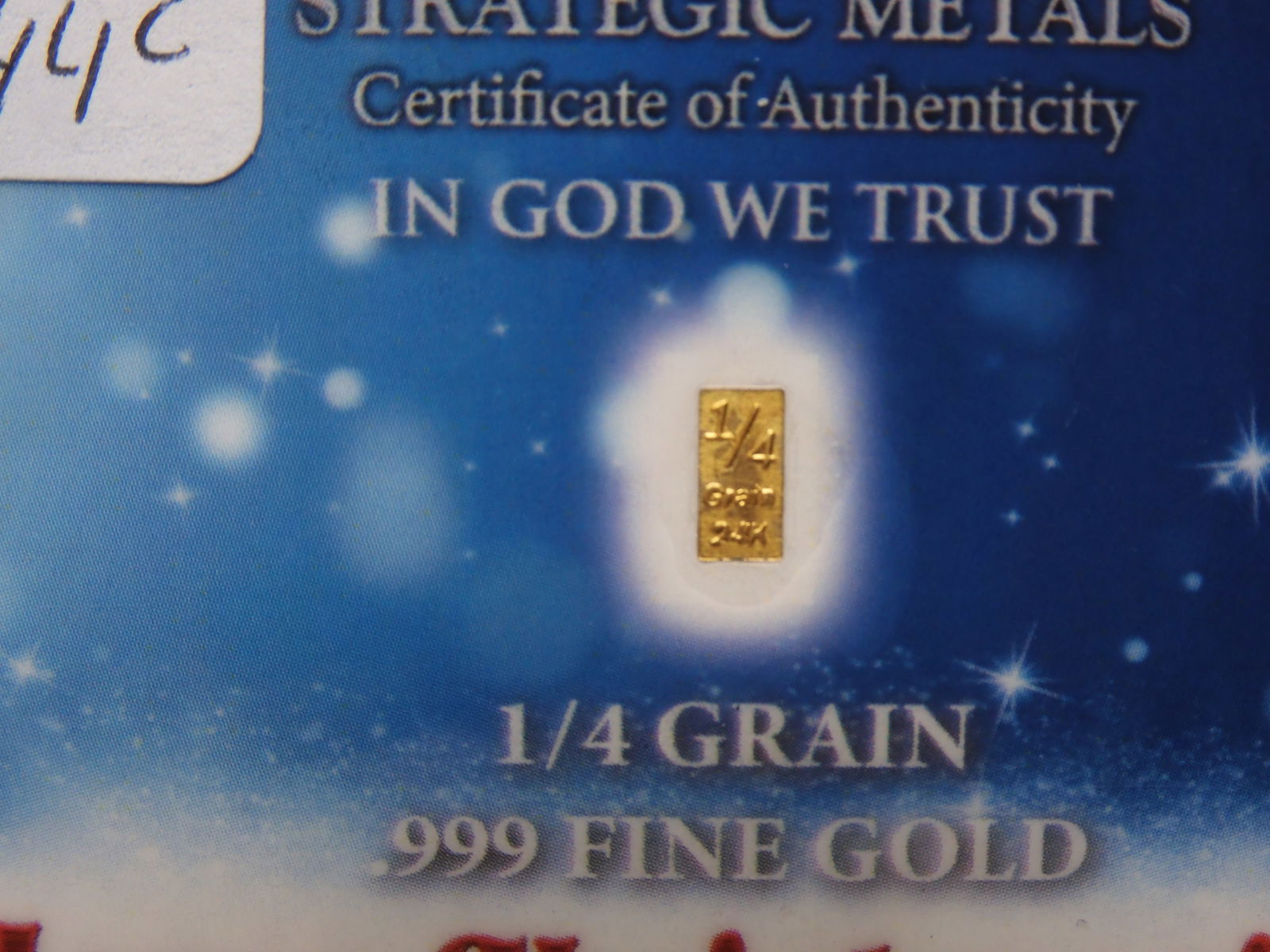.999 Fine Gold-Merry Christmas-0.25 grain, COA-Benchmark Metals, sealed-new! (1 of 2)