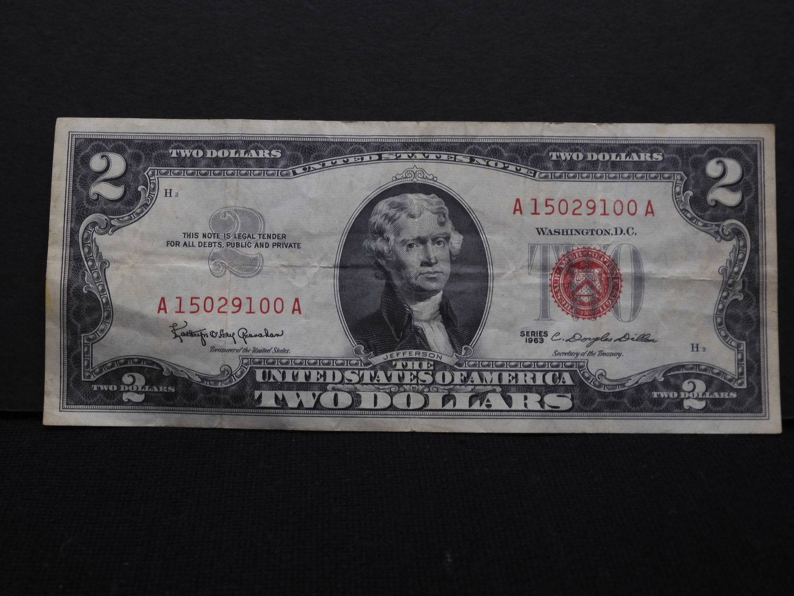 1963 $2 Red Seal United States Note.  Bust Of Thomas Jefferson. (1 of 3)