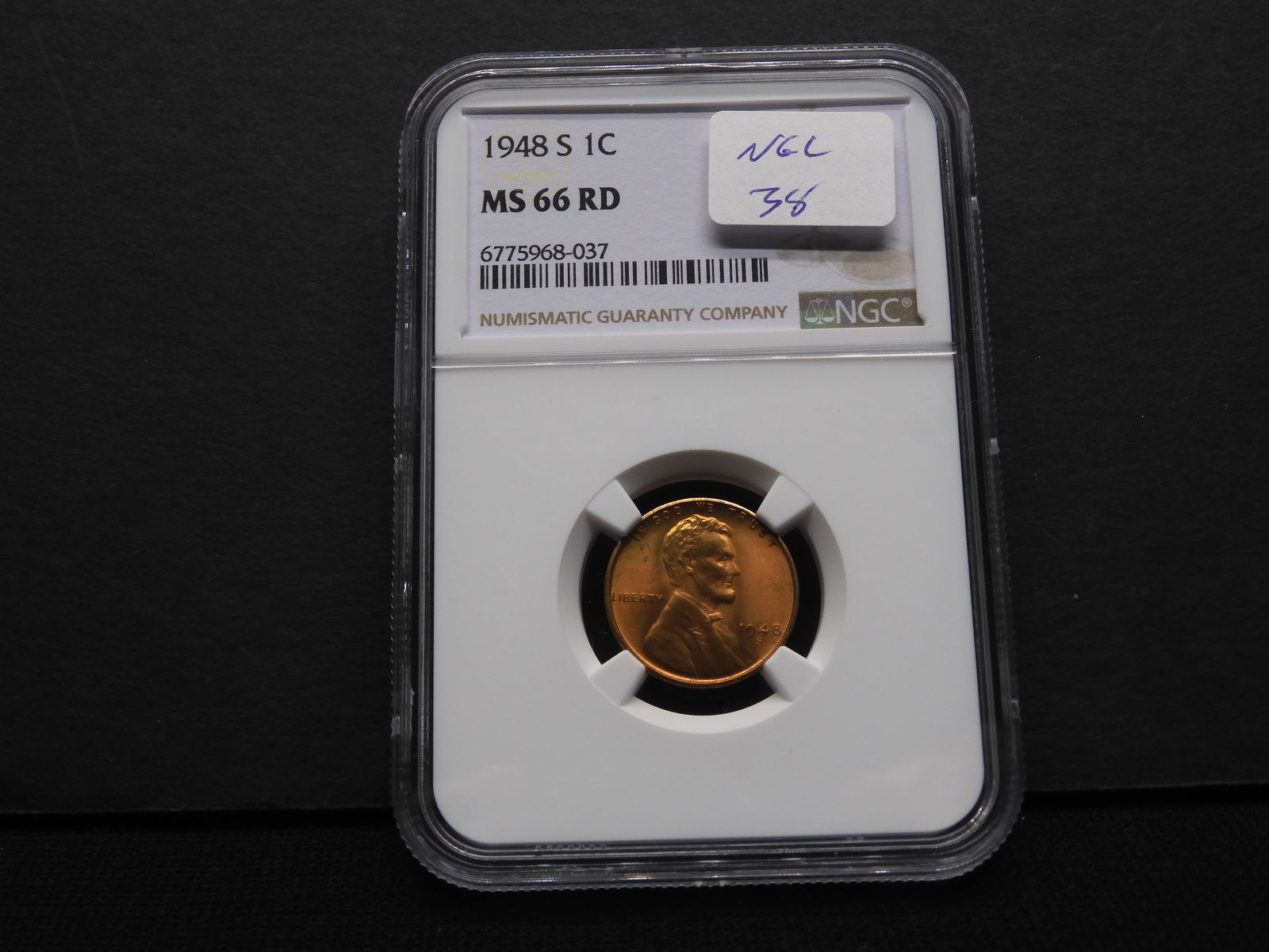 1948-S Lincoln Wheat Cent - NGC MS66 RD   NGC Price Guide $38 (1 of 4)