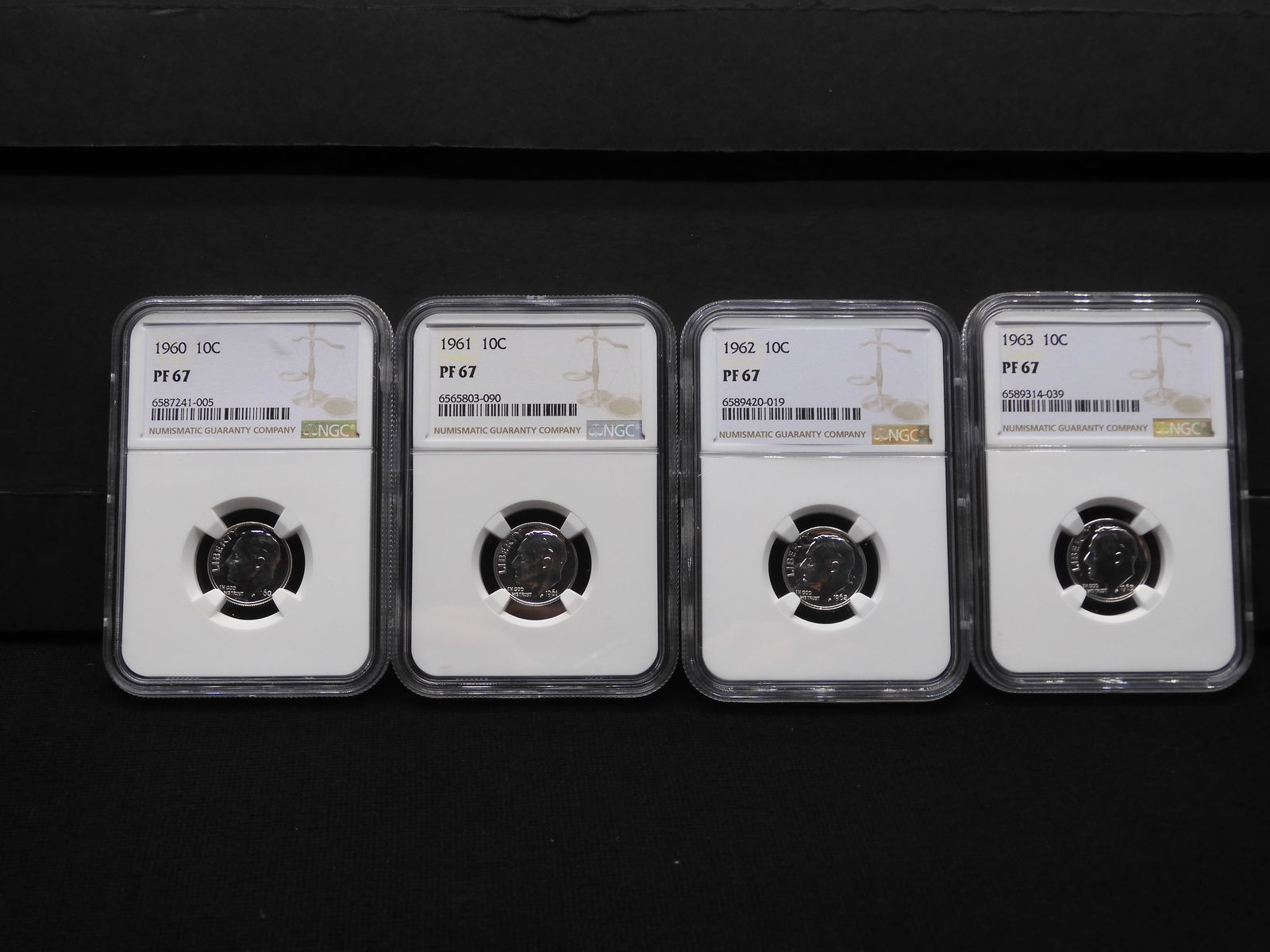 1960, 1961, 1962, 1963 Roosevelt Dimes - Each NGC PF67 (1 of 14)