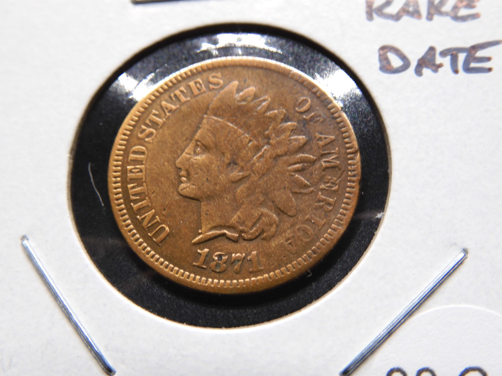 1871 Indian 1c. Rare Date. (1 of 3)