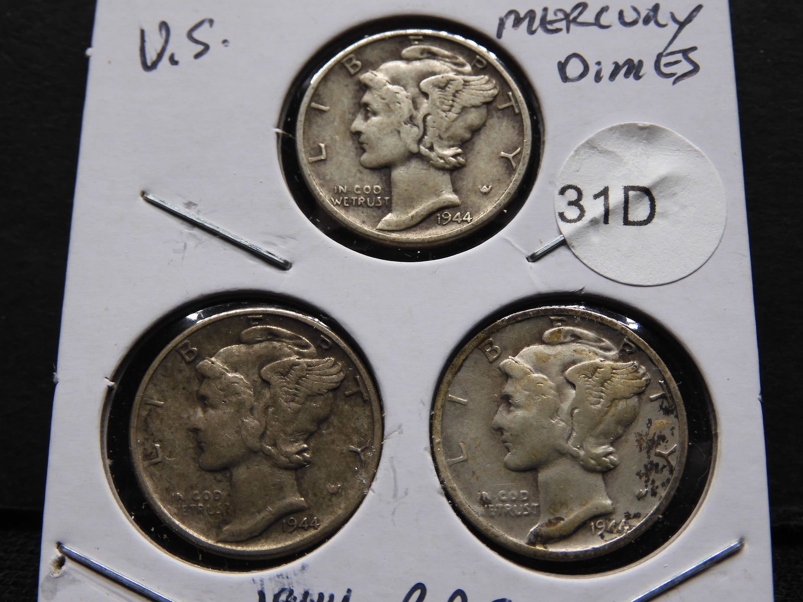 1944 P,D,S Silver Mercury Dimes - Complete Year Set! (1 of 3)
