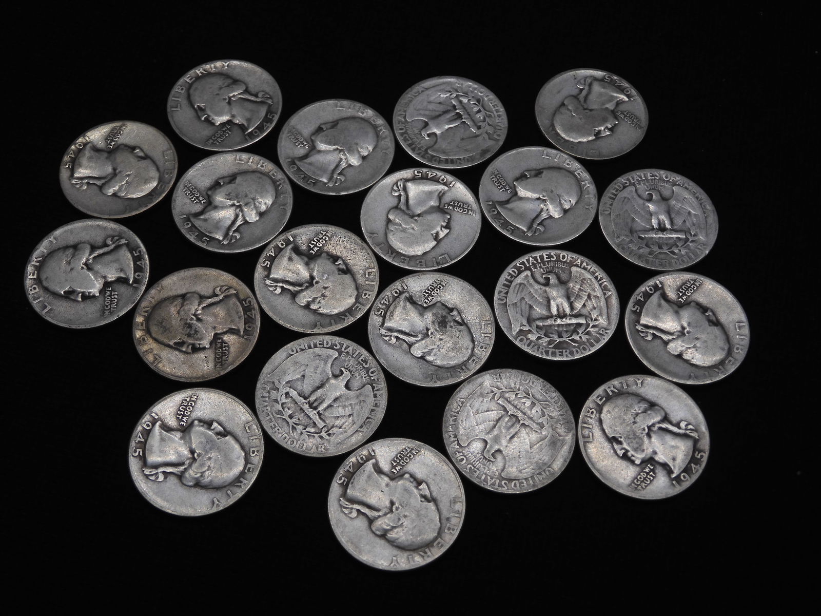 20 1945 90% Silver Washington Quarters (1 of 4)